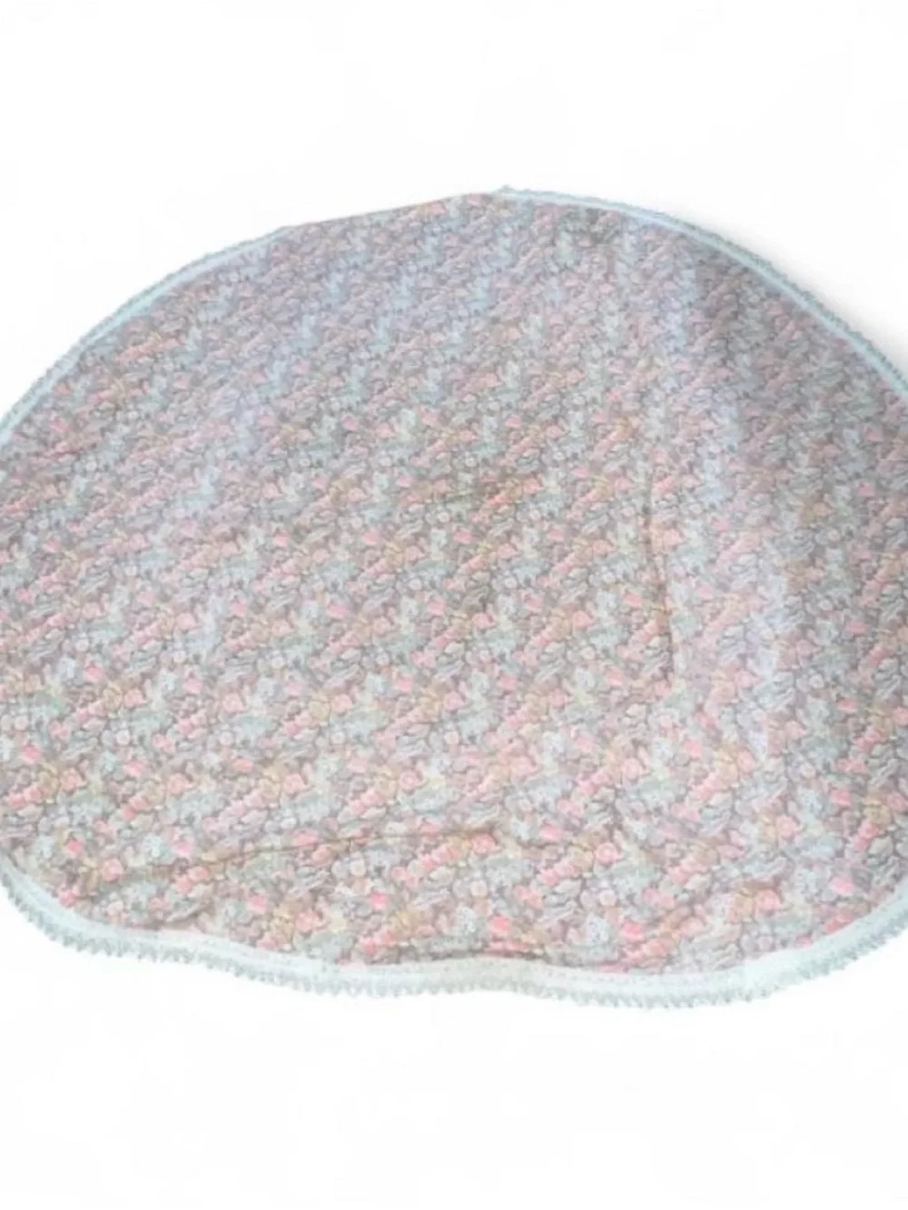 Vintage Floral round Lace-Trim tablecloth